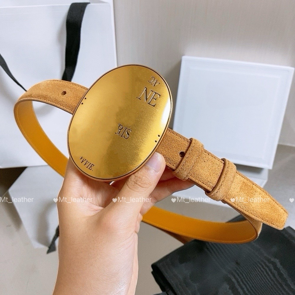 Women Suede Leather Belt Designer Women Luxury Belt Fashion Big Buckle Thin Belt width 2.5cm Vintage Oval metal buckle slim belt with gift box hight