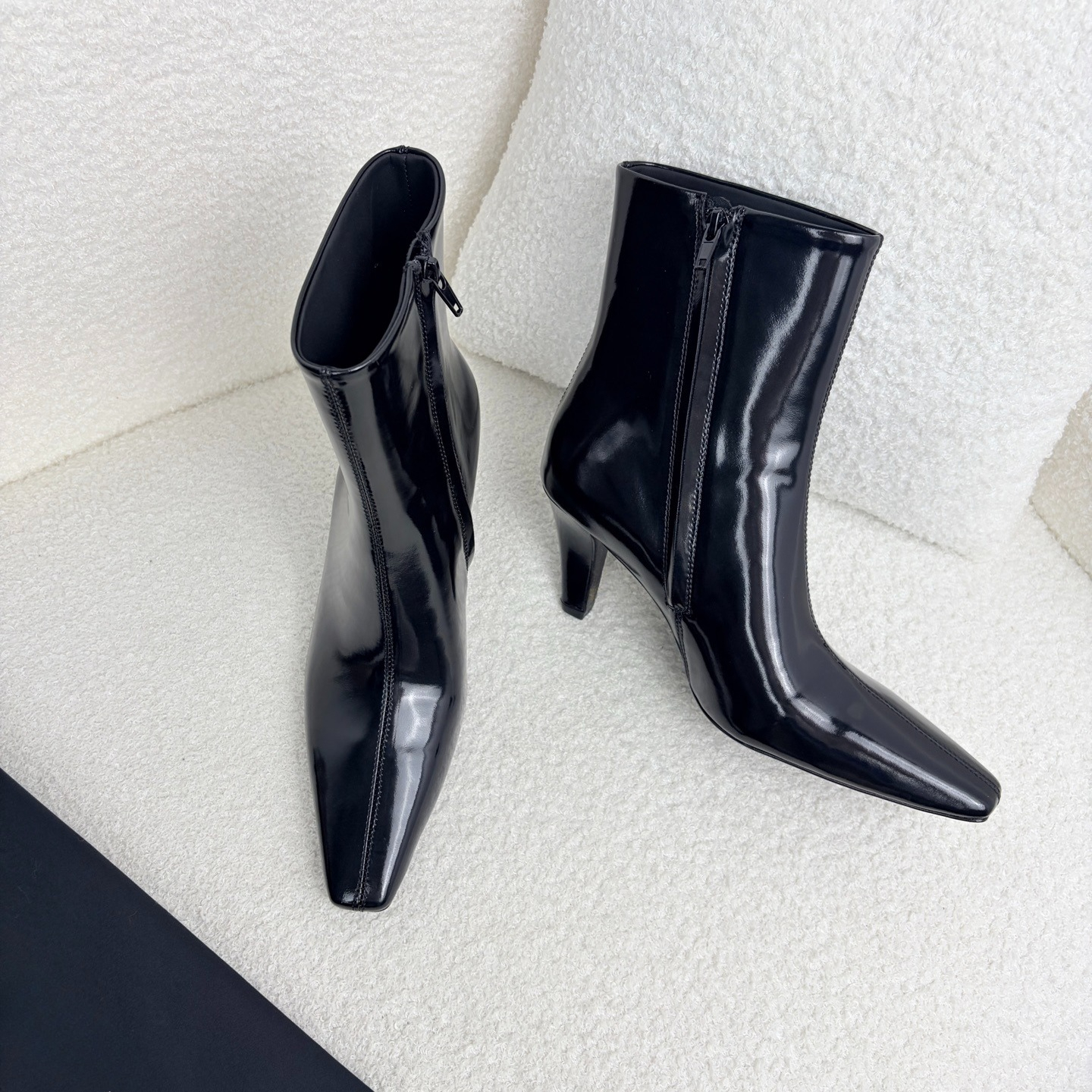 Square Toe JILL Booties Luxury designer women chunky heel zip genuine leather ankle boots Fashion fall winter ladies short boot Leather sole Factory