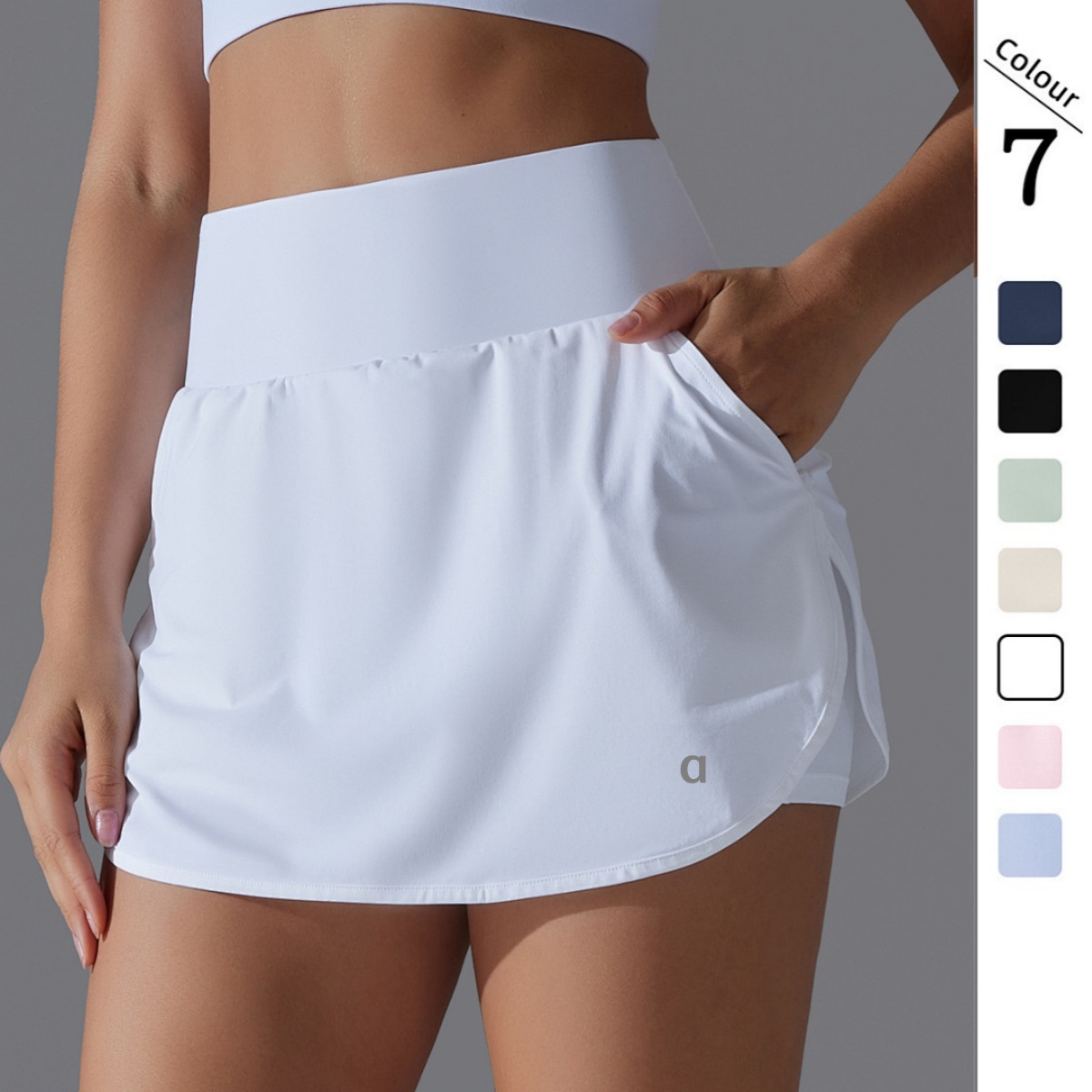 A2023 Jupes de tennis taille haute pour femme avec protection solaire et jupe-culotte fine en deux pièces avec poche arrière à la taille, robe de