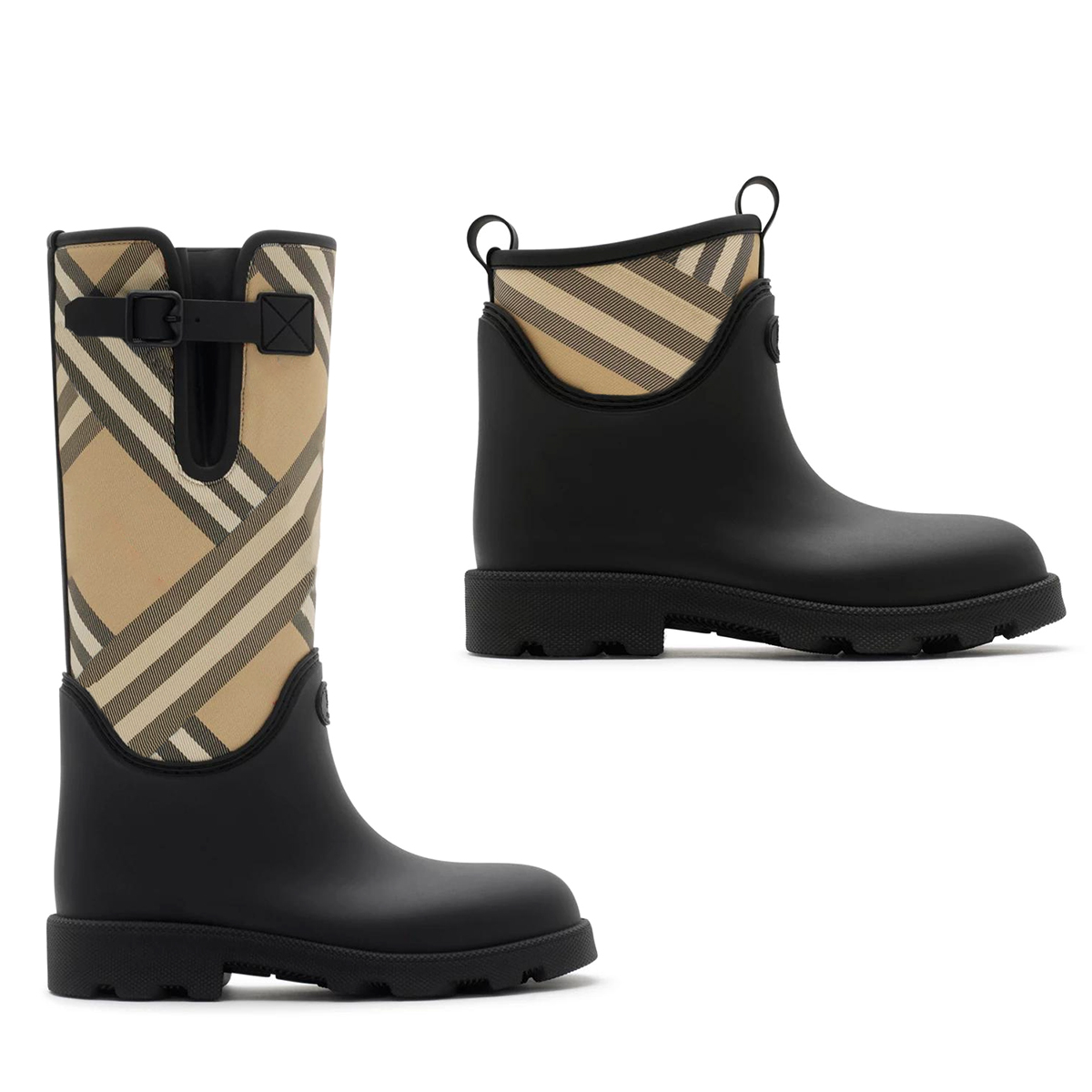 Blueberry Check Rubber Rain Boots stripes Canvas High luxurys Designer Winter plaid Short boots women Outdoor hike booties Hiking shoes Ankle Snow M