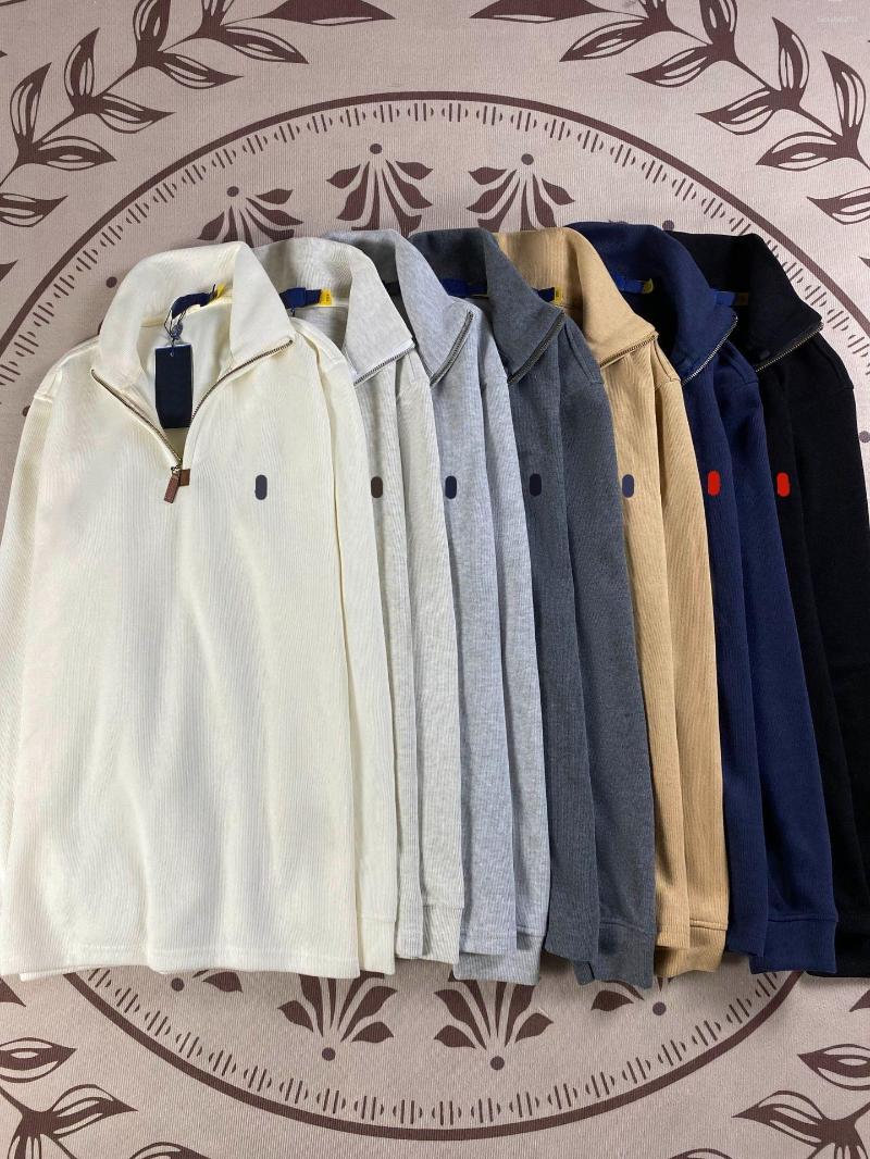 Ralf Men's Laurnen Hoodies Designer Half Zip Stand Polo Hoodie Men Fashion Vintage Loose Pony Pullover Solid Ribbed Casual Loose Rolphy Laurene
