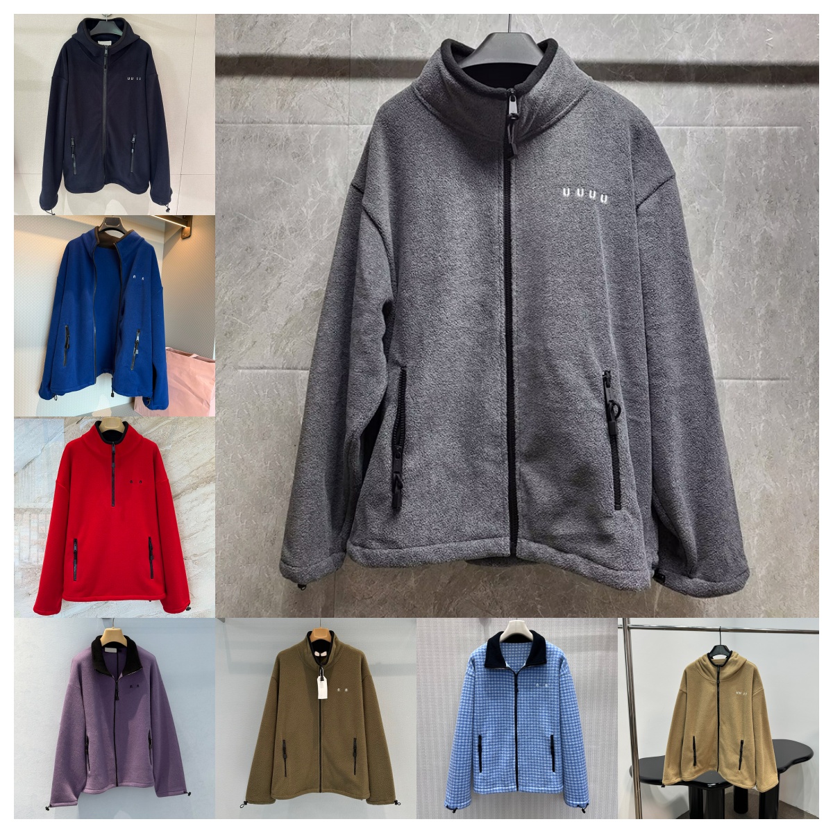 Fleece Warm Outdoor Jackets Women Zip Up Stand Collar Parkas Embroidery Classic Minimalist Outerwear Fall Winter Unisex Windproof Hiking Sporty J