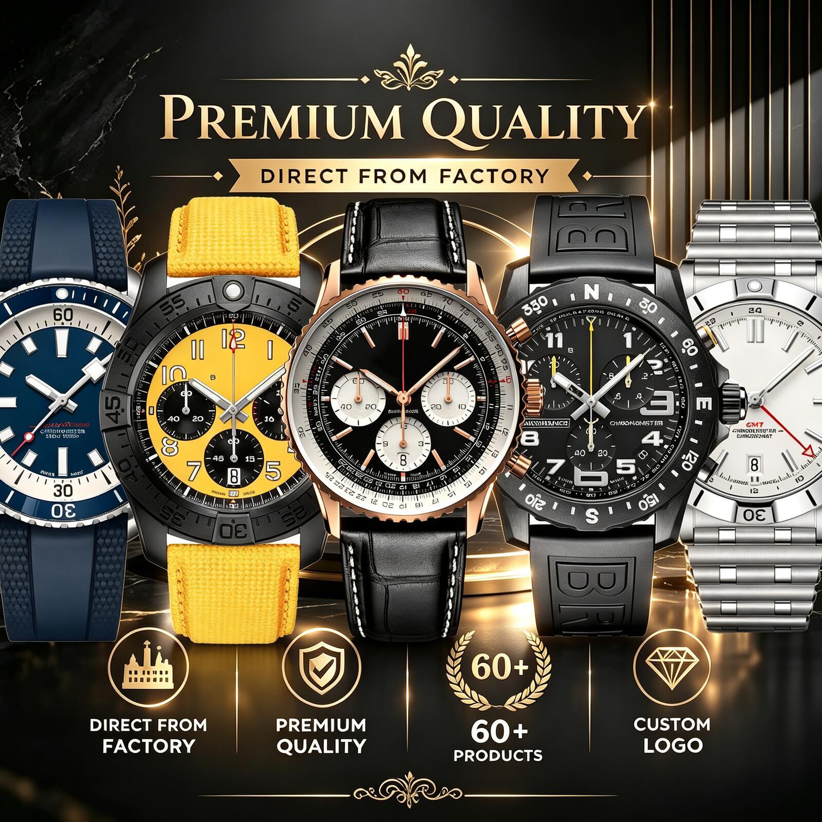 2027 Nouveau 60+ Montre Premium Hommes Automatique/Montre Chronographe À Quartz BR Montre En Acier Inoxydable/Cuir/Bracelet En Caoutchouc Montre-