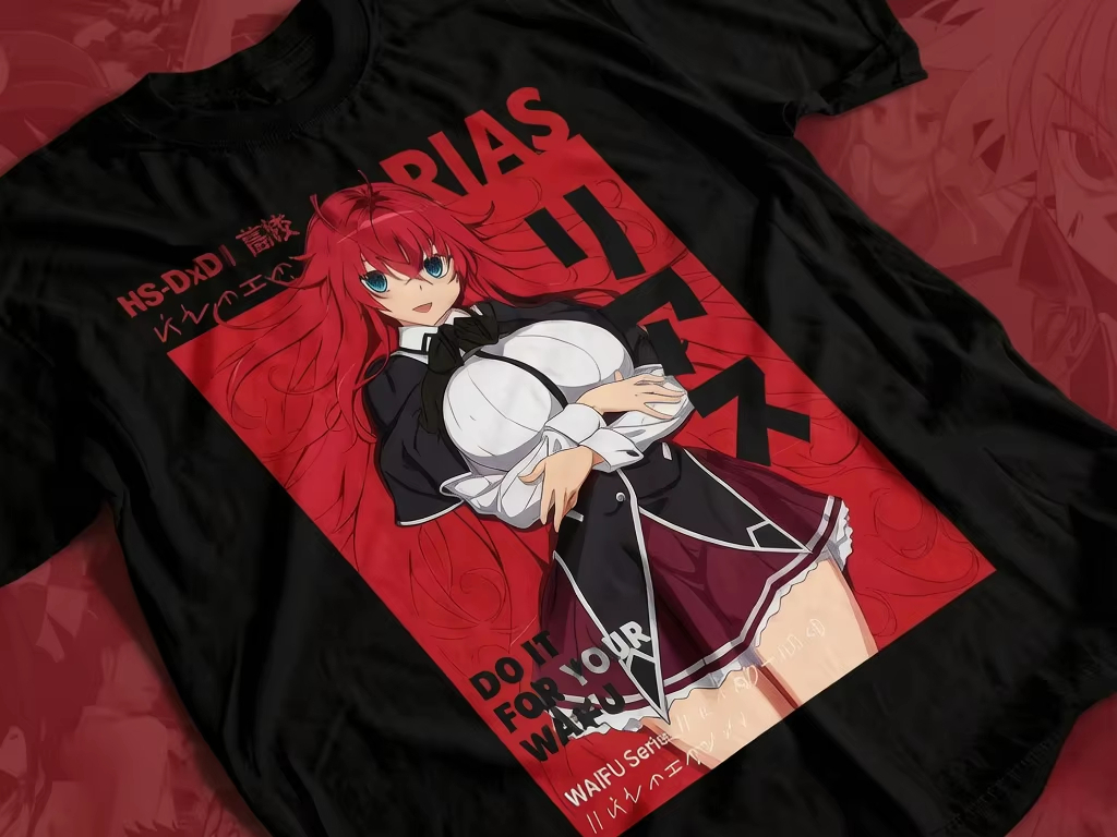 Summer Hot Anime High School DxD T shirt Rias Gremory Red Block Full Character Print Oversized Casual Tee For Men Women oversize XL