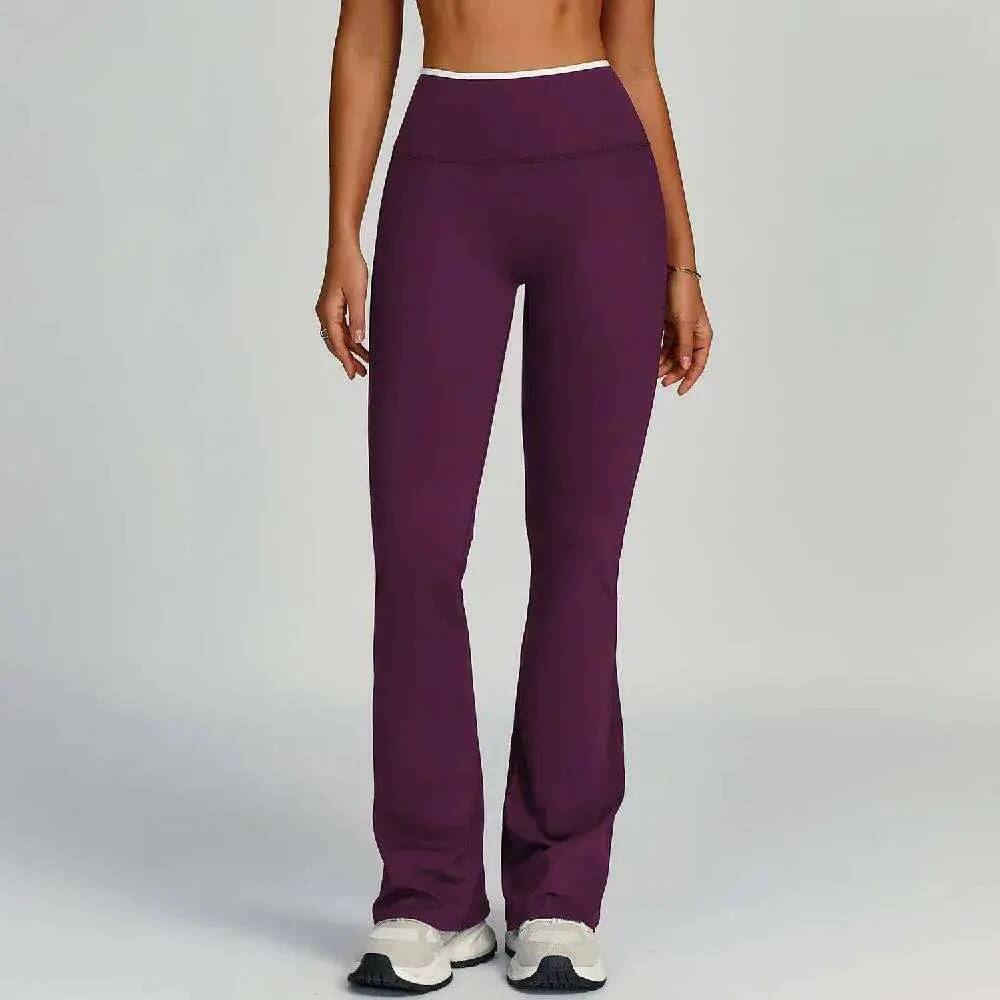 Women High Waist Bell Bottom Yoga Pants Scrunch Peach Butt Hip Lifting Tummy Control 4 Way Stretch Quick Dry Flared Leg Gym Fitness Trousers