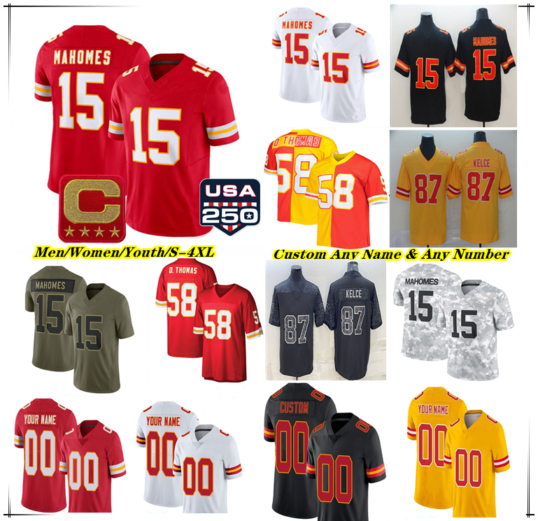 Patrick Mahomes Chief Football Jersey Travis Kelce Kenneth Walker III Rashee Rice Trey Smith Nick