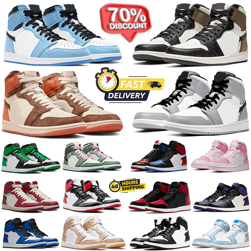 Designer 1 Basketball Shoes Men Women 1s University Blue Dark Mocha Chicago Red Smoke Grey Hyper Royal Pink Chicago Red Trainers Outdoor Sneakers