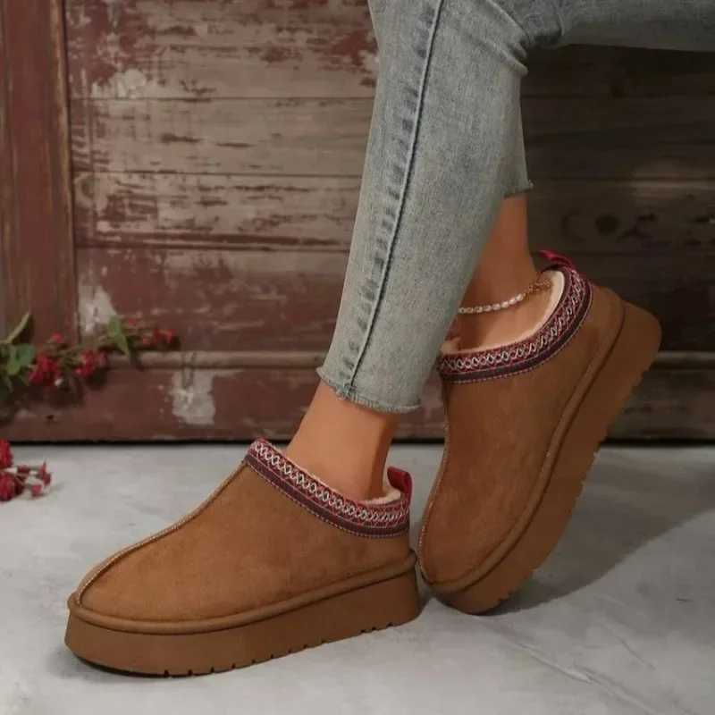 New Brand Fur Short Plush Warm Flats Slippers Platform Shoes Flip Flops Botas Cotton Chelsea Ankle Snow Boots Women Winter T260922P68L