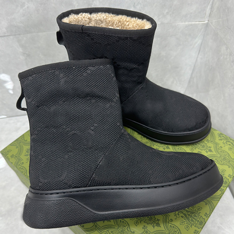 Designer wool short boots womens luxurious printed shoes with warm uppers fashionable winter outdoor wear womans snow boots