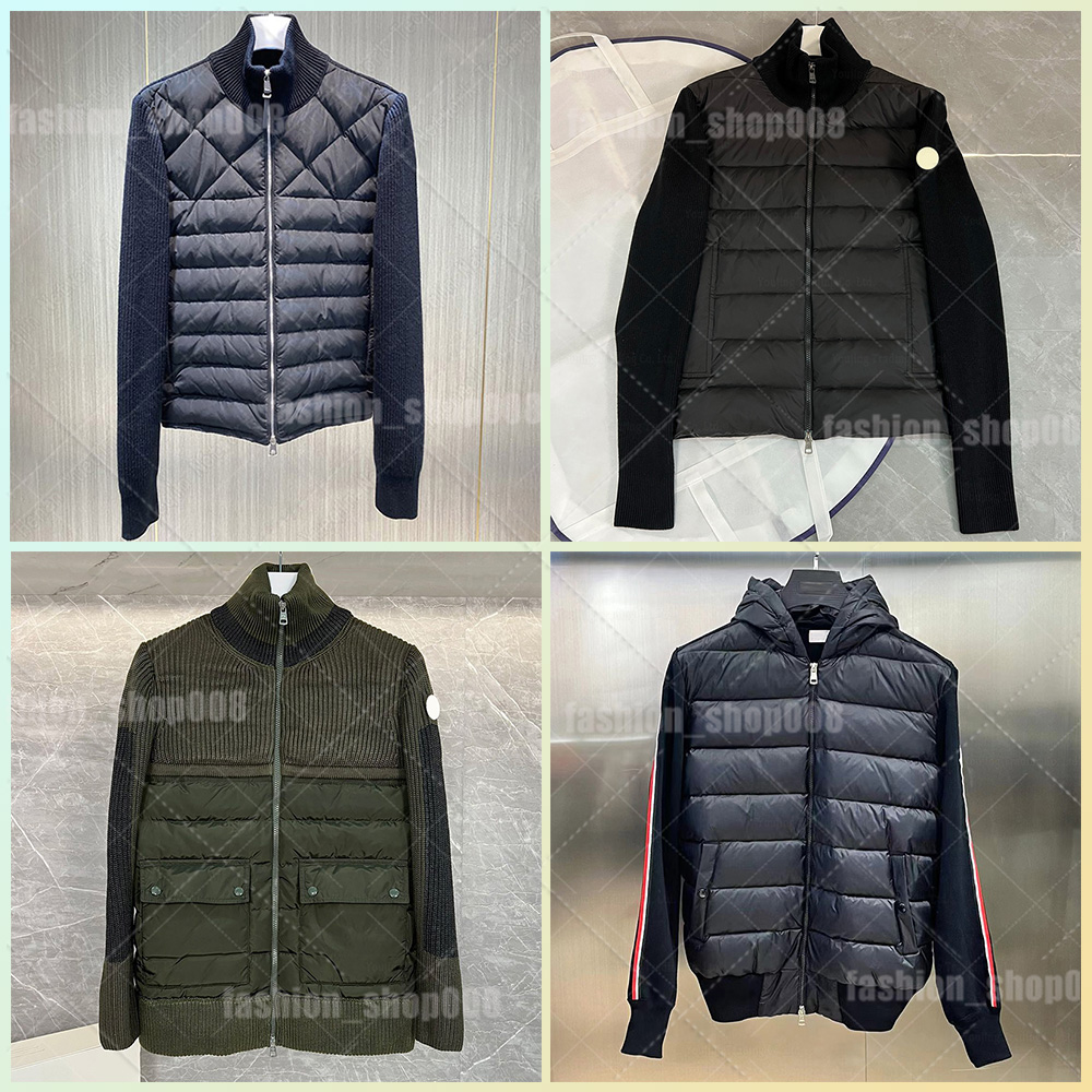 Moka puffer Knitting jacket mens Down Jackets Stripes men Cotton Parkas Vest Stand Collar Knitted Coat Men Matte Women Embroidered Badge Coats Lette