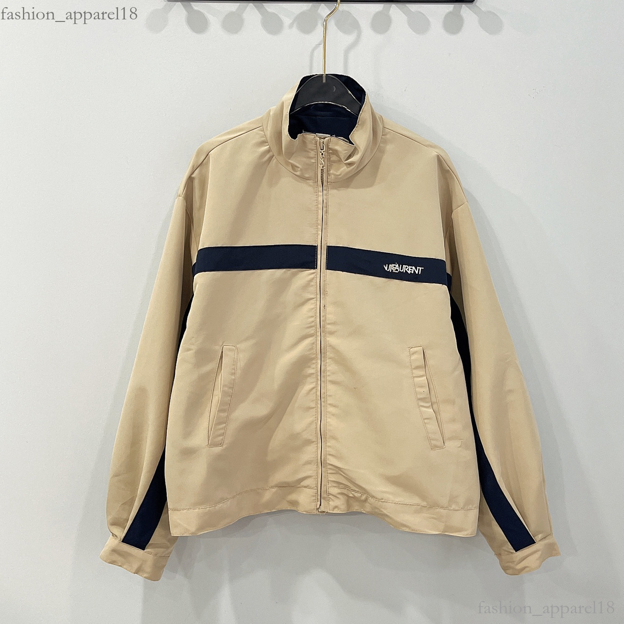 Luxury Designer Style Couple Jackets Striped Embroidered Casual Outwear High Quality Spring Autumn Zip Up Coat