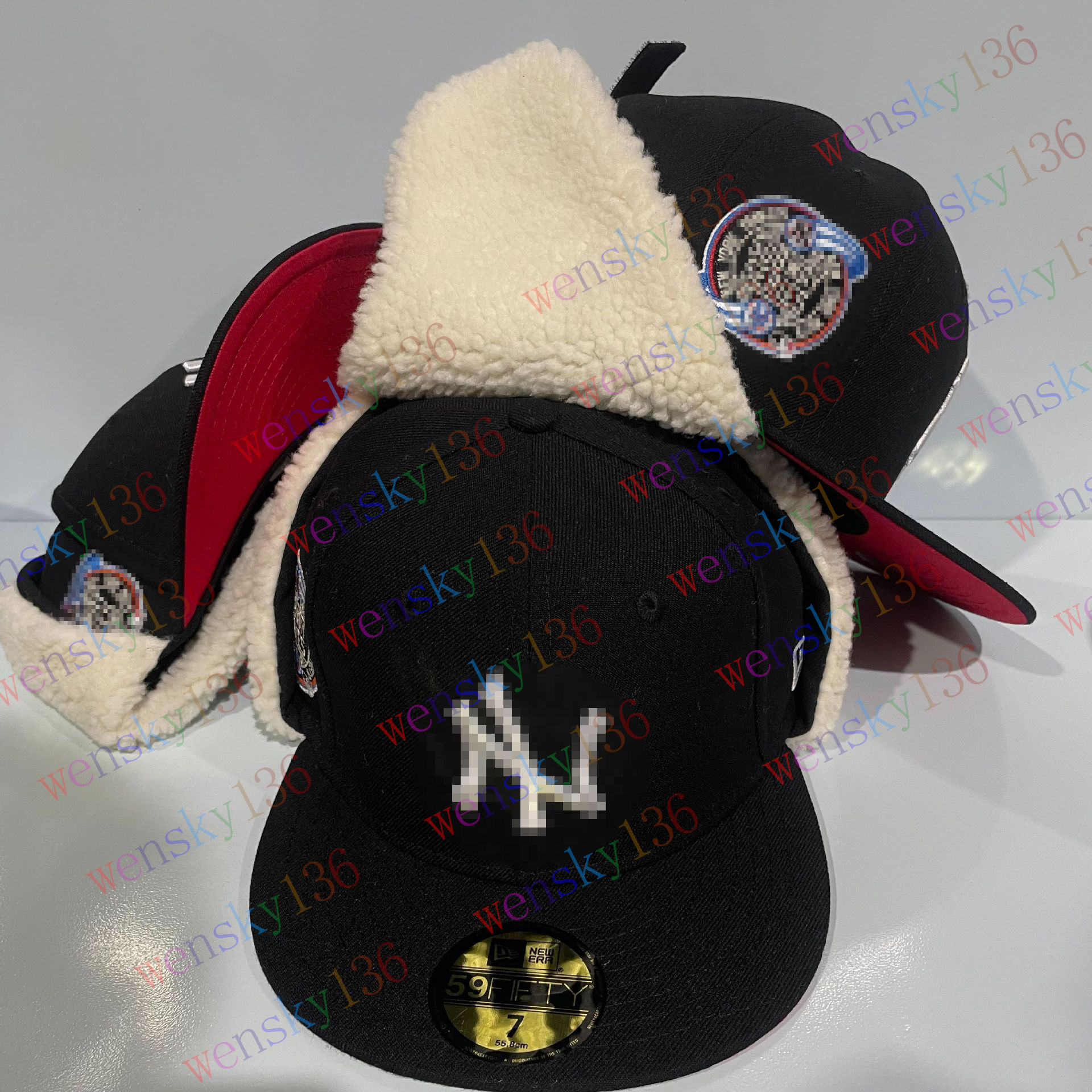 Winter NY baseball cap designer fleece baseball cap commemorative LA flat cap American unadjustable NewEra size cap outdoor cycling ear protection c