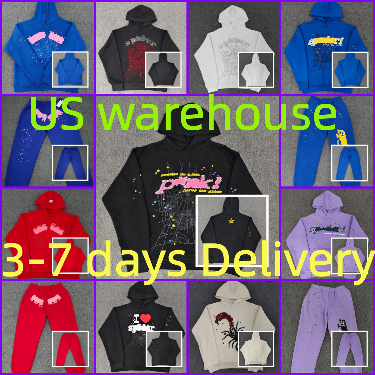 designer hoodies mens pants fashion spider hoodie and hight quality pants Stree puff and Sweatpants Set Cobweb spider hoody multi style tracksuit qu