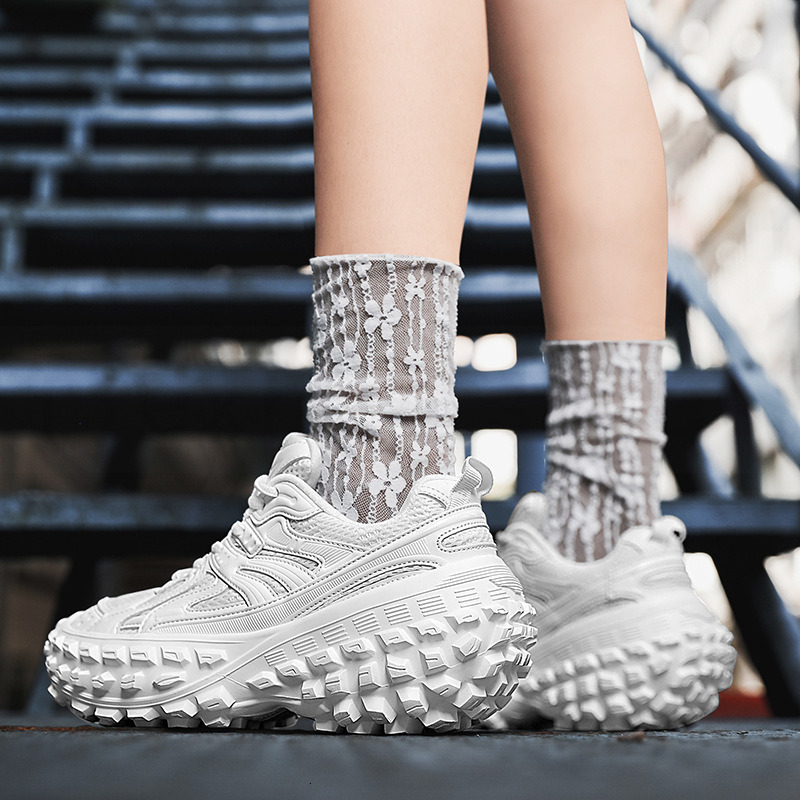 Unisex Black Mesh Hiking designer shoes Inspired Chunky Sneakers With Textured Sole daily outft