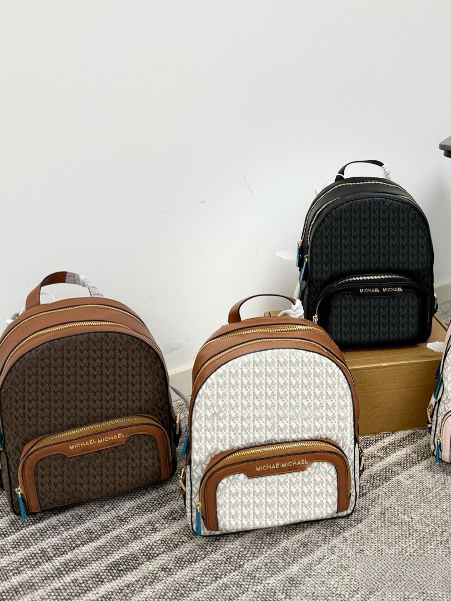 2026 michael korr back pack designer Women's Backpack, Fashionable Medium-Sized Color-Block Vintage Pattern School Bag, Casual Travel Backpack