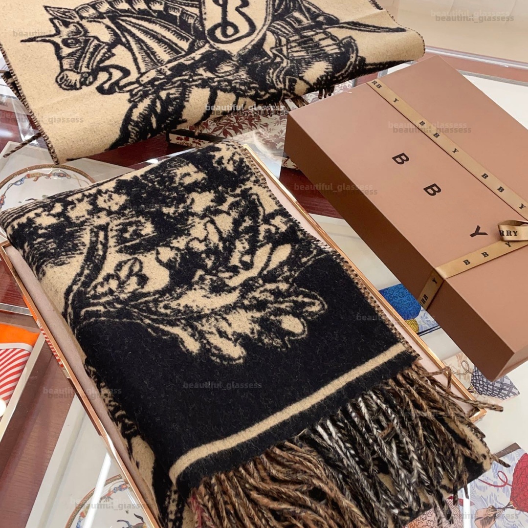 Designer Scarf Womens Winter Warm Thick Scarf Cashmere Double Sided Dual Purpose Trendy Letter Jacquard Long Side Designers Lady Classic Scarves