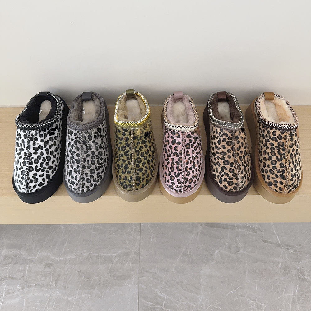 Women's Ultra Mini platform Snow Boots tasman tazz slippers Classic soft cozy Sheepskin cheetah print Casual boots Women's winter boots