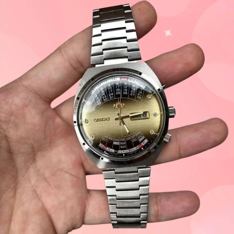 DFDG Orient Perpetual Calendar Full-Function Stainless Steel Japanese Movement Mechanical Watch Large Ultra-Thin Dial World Time 26Y0815