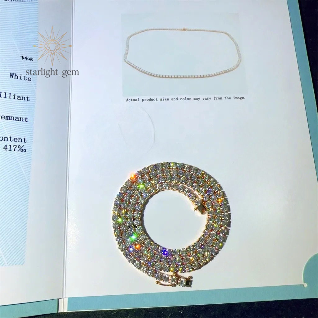 3mm Custom Luxury 10K Real Solid Gold Hip Hop Necklace Lab Grown Diamond hpht Tennis Chain