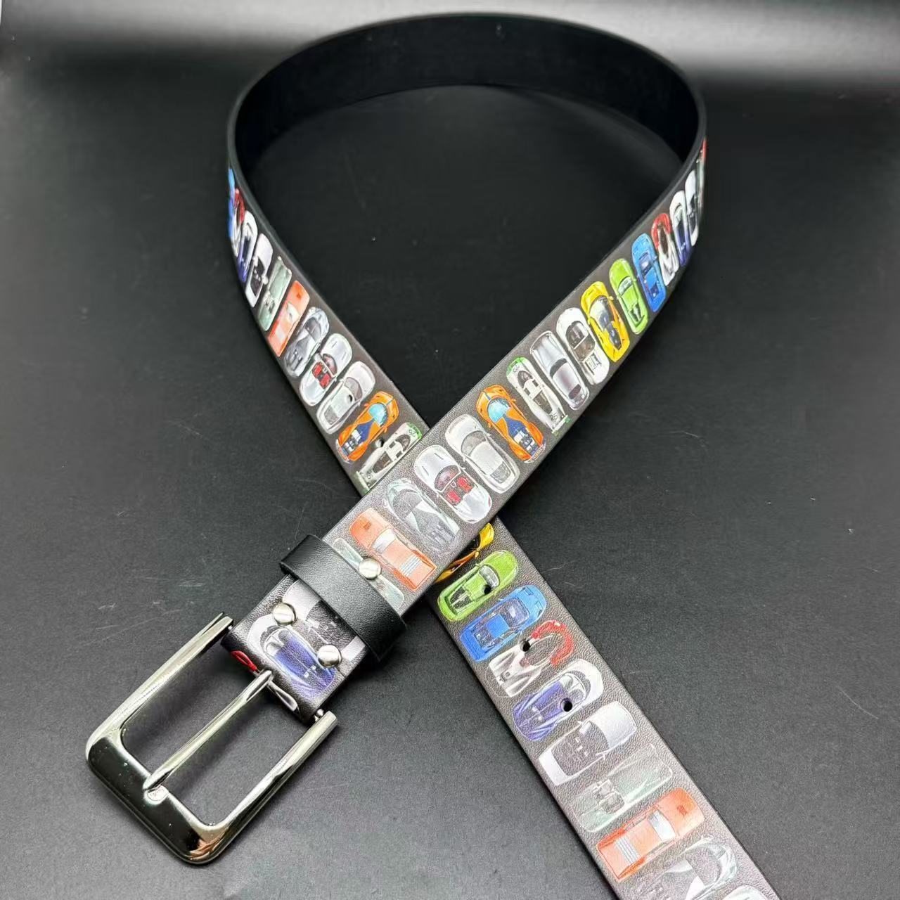Belts Y2k belt Faionable Printed Belt Last Supper Time Retro Sle High Street Belt for Men And Women Youth PU Leather with Needle J251aa