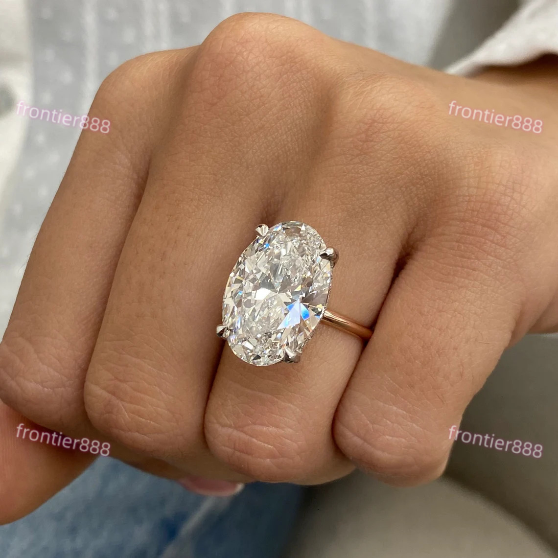 8-carats 6-carats Oval Lab Diamond Statement Ring IGI D-E-F VVS-VS Quality 14K Gold Silver B2B Luxury Inventory Stock