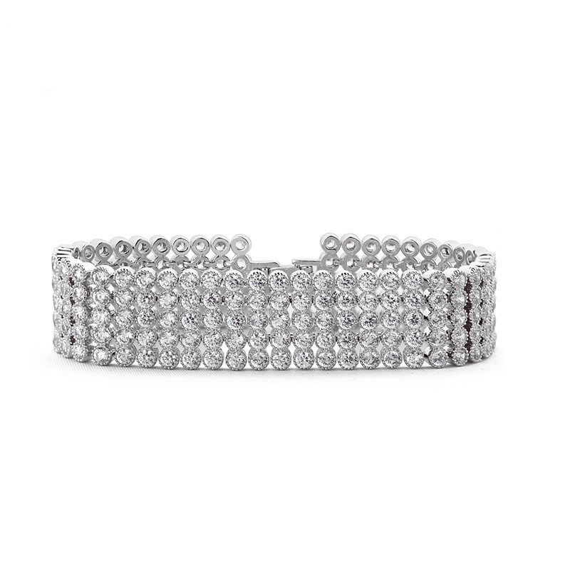 2026 Choucong Sparkling Wedding Bracelets Handmade Luxury Jewelry 18K White Gold Fill 5 Rows Round Cut 5A Cubic Zirconia CZ Diamond Party Women Eleg