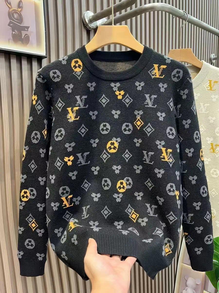 High-grade men's explosions round neck jacquard sweater 2026 fashion letters thick warm full printed s5 Q261015