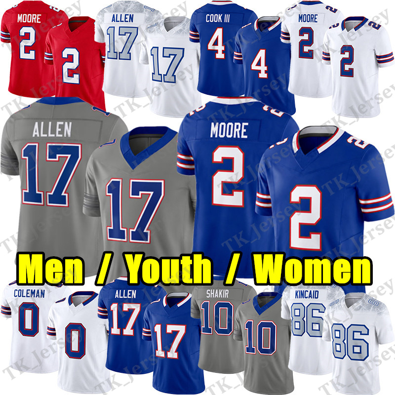 Buffalo Billss jersey 2026 Football Jersey Josh Allen DJ Moore Keon Coleman James Cook III Khalil Shakir Dawson Knox Dalton Kincaid Dion Dawkins Bos