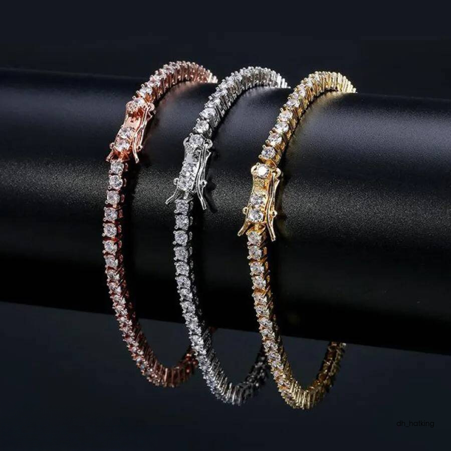 Bracelet de créateur Dia Tennis Bracelets pour femmes Bijoux Cadeau 3 4 5 6 mm 7 8 pouces Mode Zircon Lien Chaîne Bracelets Hommes Hip Hop Dias A