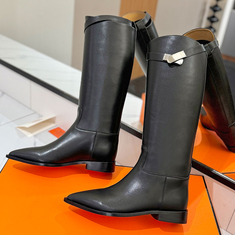 Lizy boot designer womens equestrian boots H252326Z black calfskin 26ss new autumn winter knight boots Fashion Casual Brand Motorcycle Boots leather
