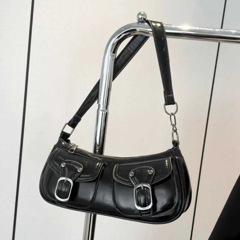 Fashion Pu Leather Women's Shoulder Bag Small Double Pocket Design Ladies Underarm Bags Y2k Vintage Female Handbags Clutch Purse X260815