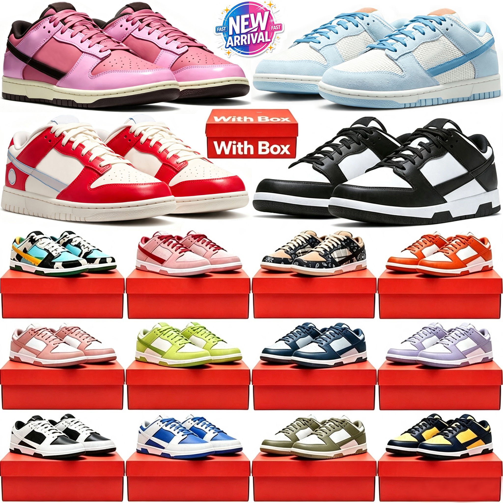 2026 designer men womens casual shoes Panda White Black 30th Anniversary Donut Work Blue mens trainers sports sneakers Jogging Walking Platform Flat