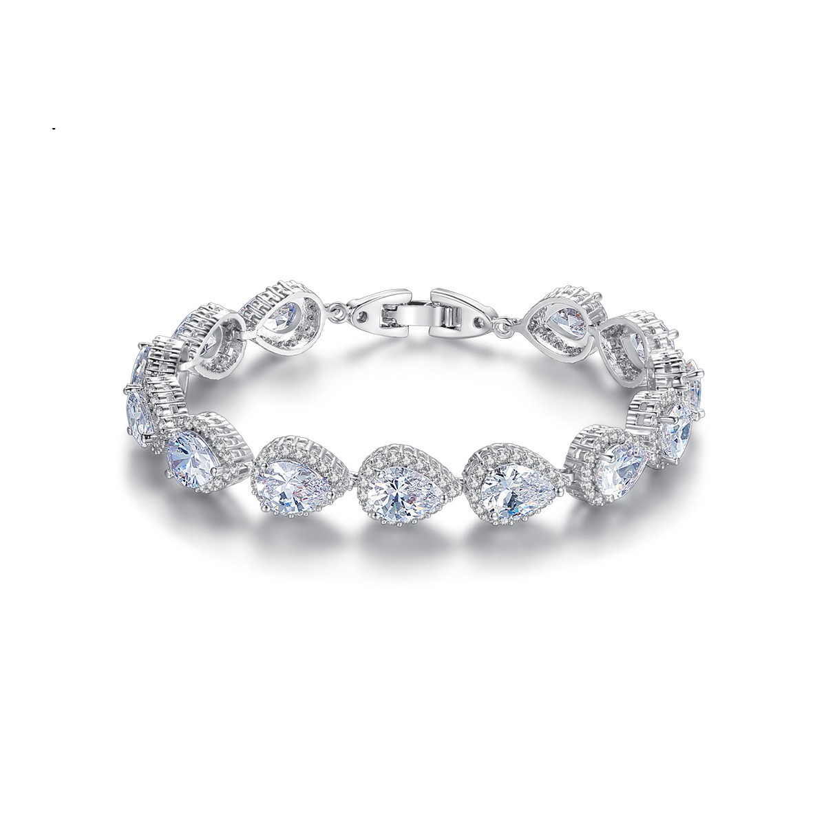 Choucong Handmade Wedding Bracelets Sparkling Luxury Jewelry 14K White Gold Fill Pear Cut Multi Color 5A Cubic Zirconia CZ Diamond Elegant Party Wom