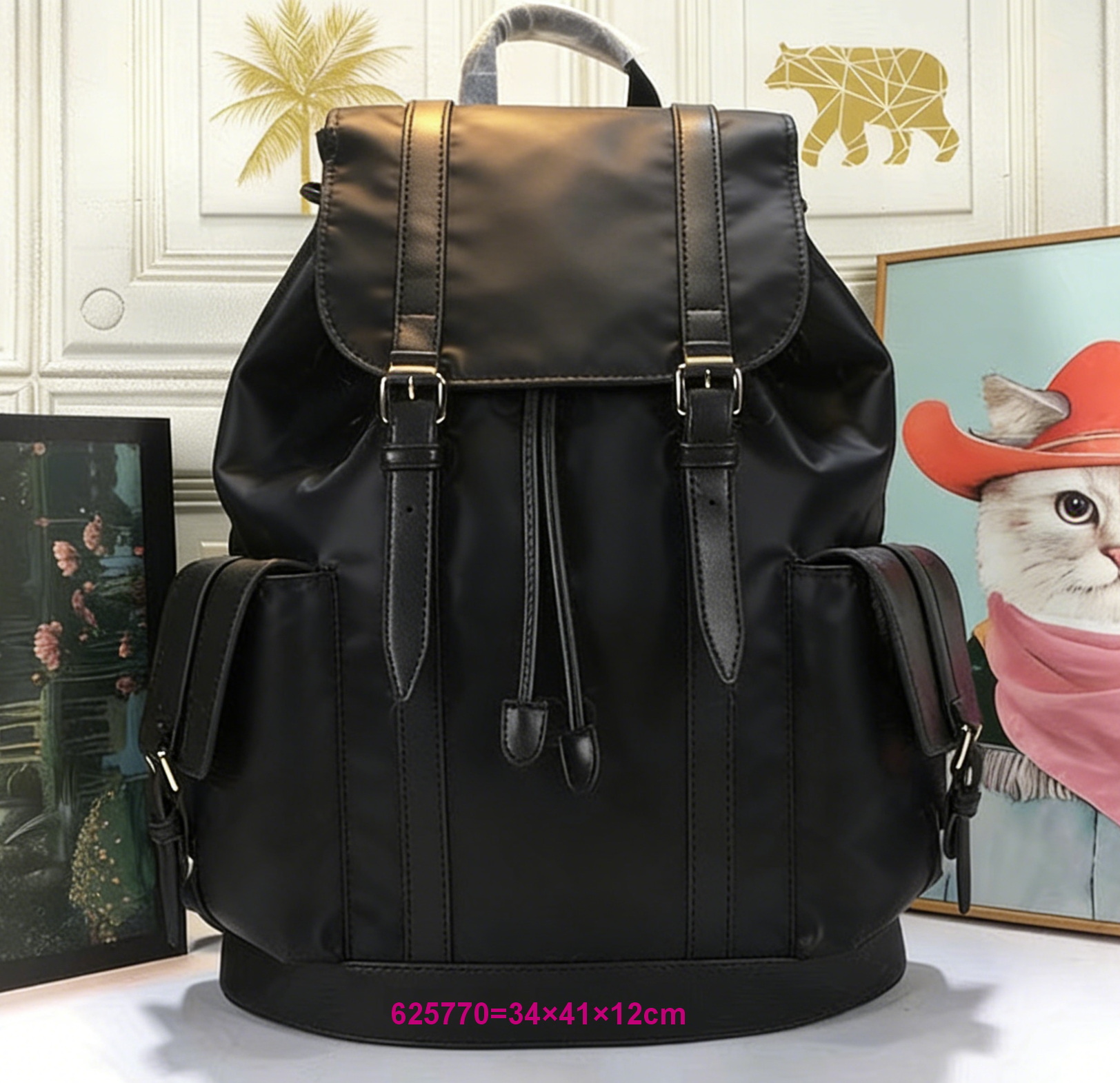 Sac à dos en cuir pour hommes et femmes, sac à dos de styliste, style imprimé floral, sac à bandoulière décontracté, sac à main classique en plei