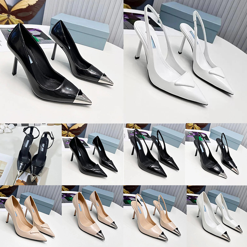 Womens Leather Slippers High Heels Shoes Party Pumps Woman Summer Sandals Women High Heel Slingback Sandal Shoe tacones