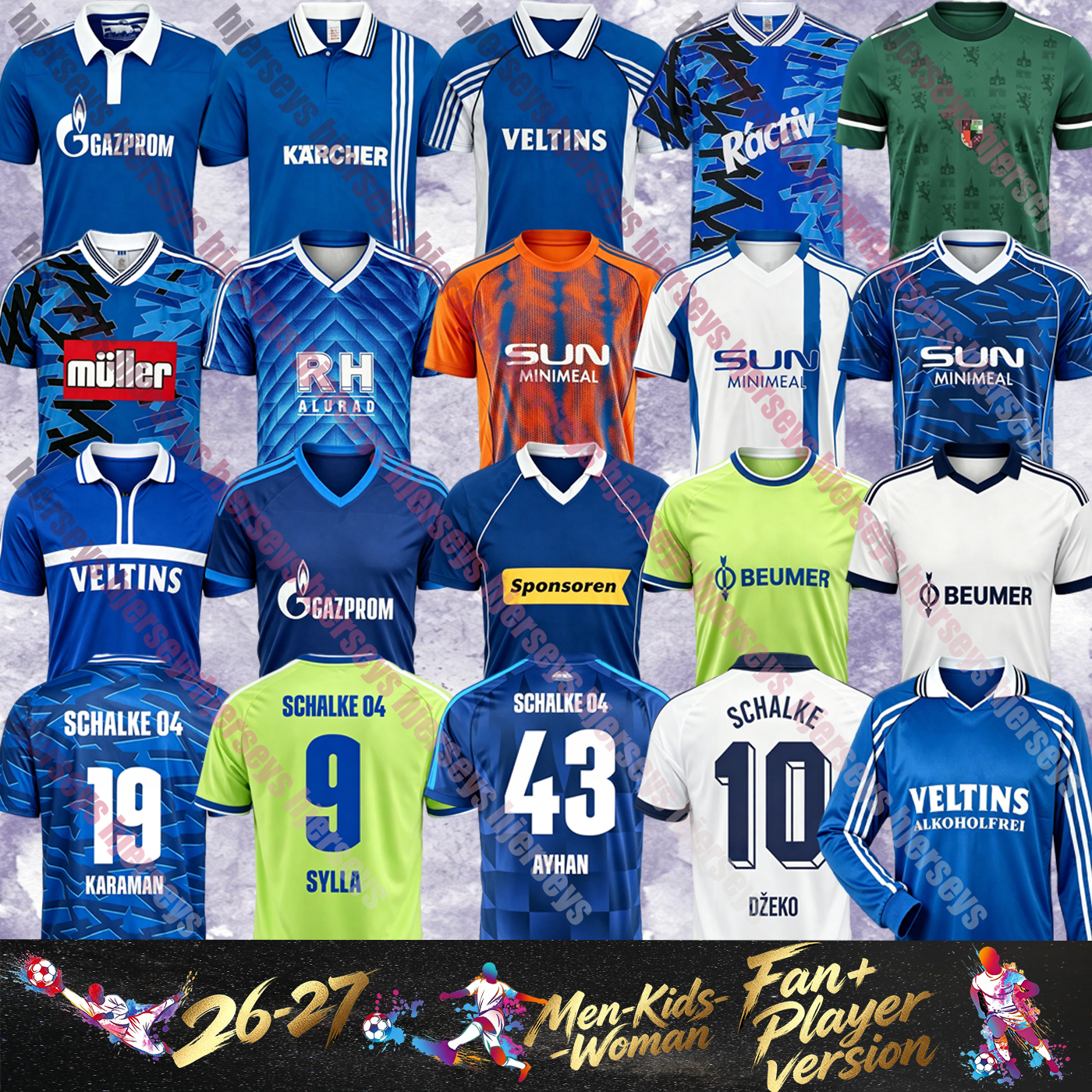 FC Schalke 04 Raul 2026 2027 Maillots de football rétro 88 89 98 00 02 10 11 12 KARIUS KARAMAN DZEKO KARIUS LASME BACHMANN EBBE SAND YOUNES AOUCH