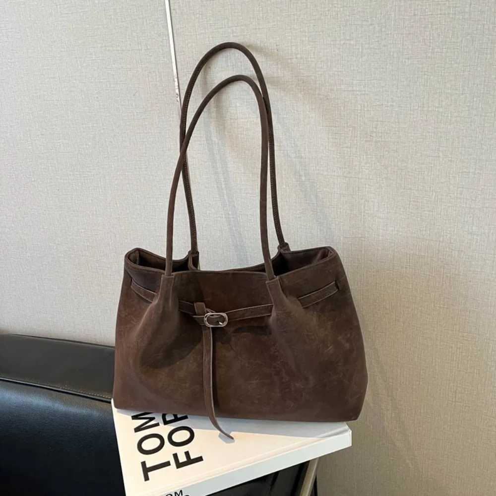 Suede/PU Leather Shoulder Retro Elegant Handbag Large Capacity Solid Color Commuting Tote Bag School/Travel/Work X260815