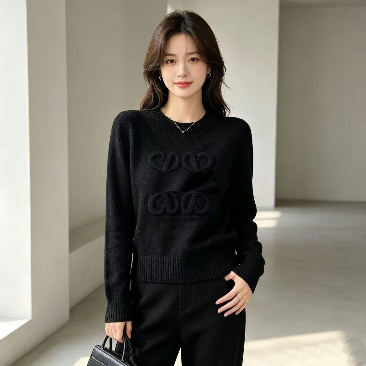 Womens sweaters designer brand knitwear fashionable loose-fitting pullover sweater classic high-temperature ironed letter logo round-neck knit shirt