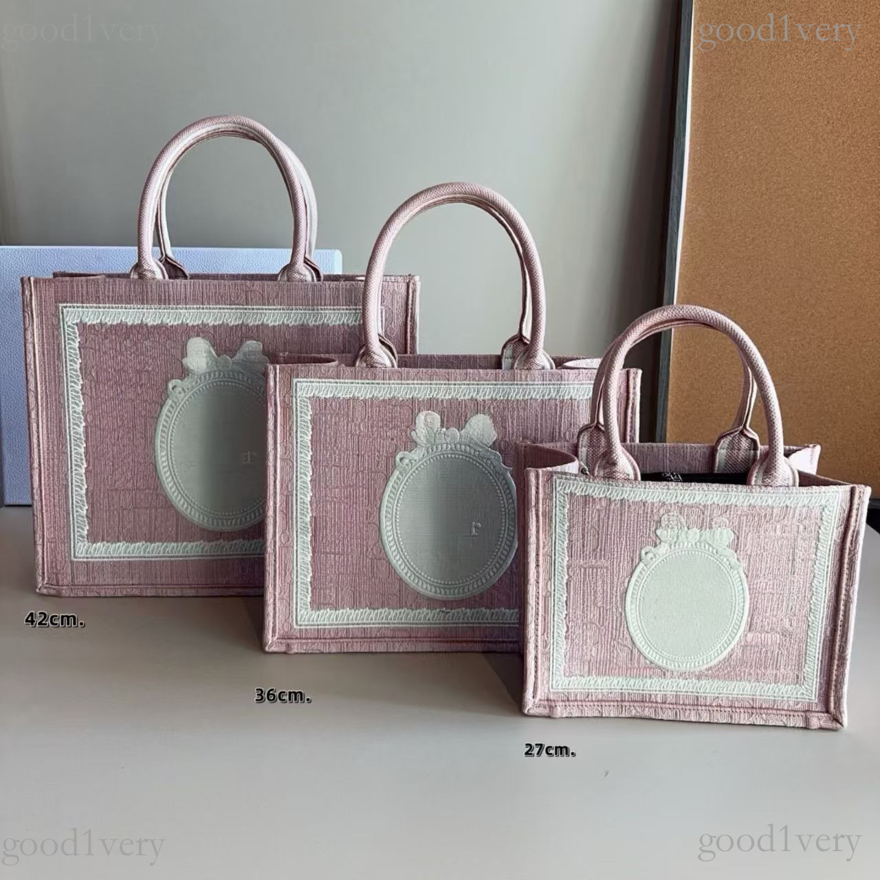 New 2026 Embroidered Tote Bag With Three-dimensional Letter Design High Quality Pink Series Women Handbag Shoulder Bag Cross Body Bag 27cm 36cm 42cm