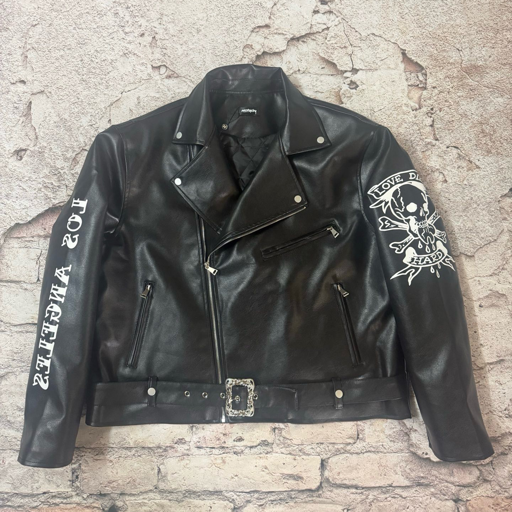 Designer Retro Trendy Printed Hip Hop Rap Motorcycle Leather Jacket Couple Loose Jacket Male windproof warm jacket baseball jacket men's fashio