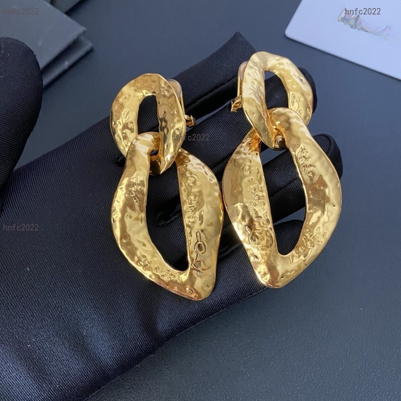 New Designed women Men Lovers ear clip LE CASSANDRE metal chain link pendant earrings Designer Jewelry