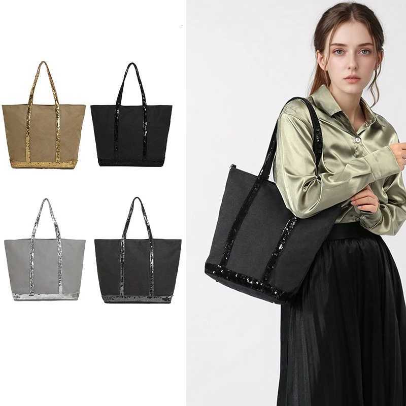 Vintage Fashion Canvas Sequin Tote Large Capacity Shoulder Bag Versatile Commuting Handbag For Women Gifts X260815