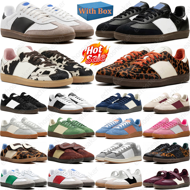 with box free shipping designer casual shoes sambaies men women mary jane White Black Gum Metallic Gold Leopard mens trainers sneakers chaussures sc
