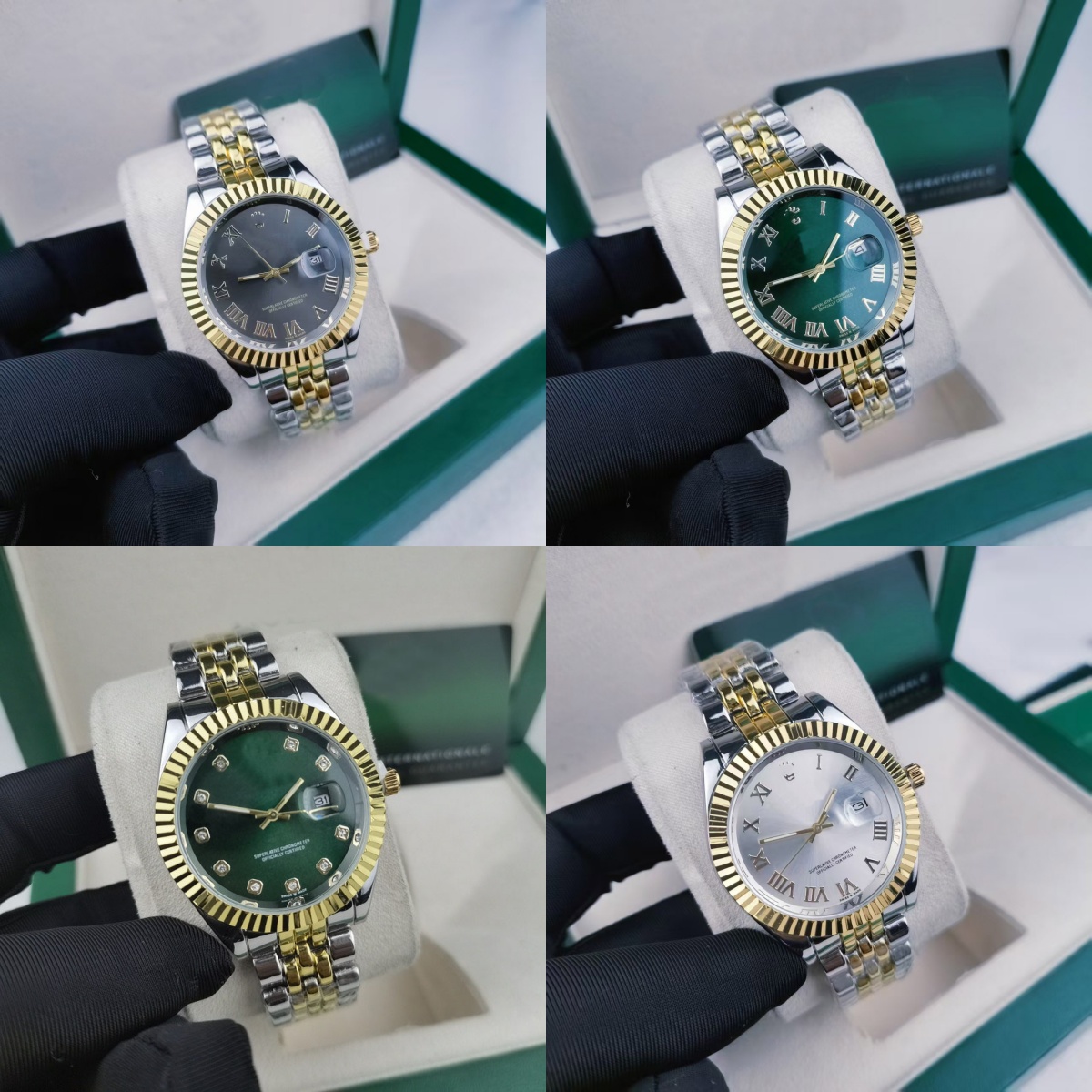 Premium Luxury Watches for Men and Women - Classic Two-Tone Gold & Steel Datej Designer Watch with Jubilee Bracelet & Colored Dial, Unisex Moissanit