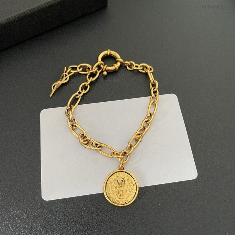 New Designed women necklace Retro Gold coin charms Pendant Bracelet 18K Gold plated Chain Bangle BANGLE Designer Jewelry