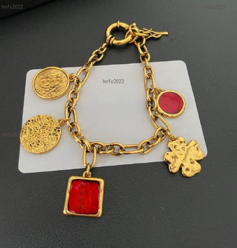New Designed women Enamel Retro charms Pendant Tassels Bracelet 18K Gold plated BANGLE Designer Jewelry