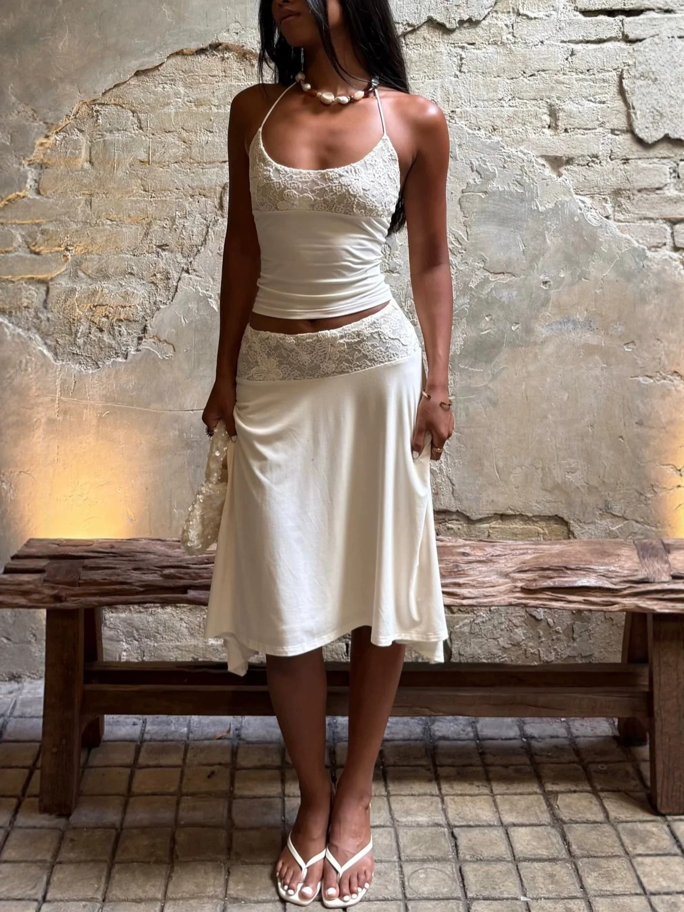 AAAAA C11 Suite décontractée élégante pour femme avec une veste sans manches à patchs en dentelle