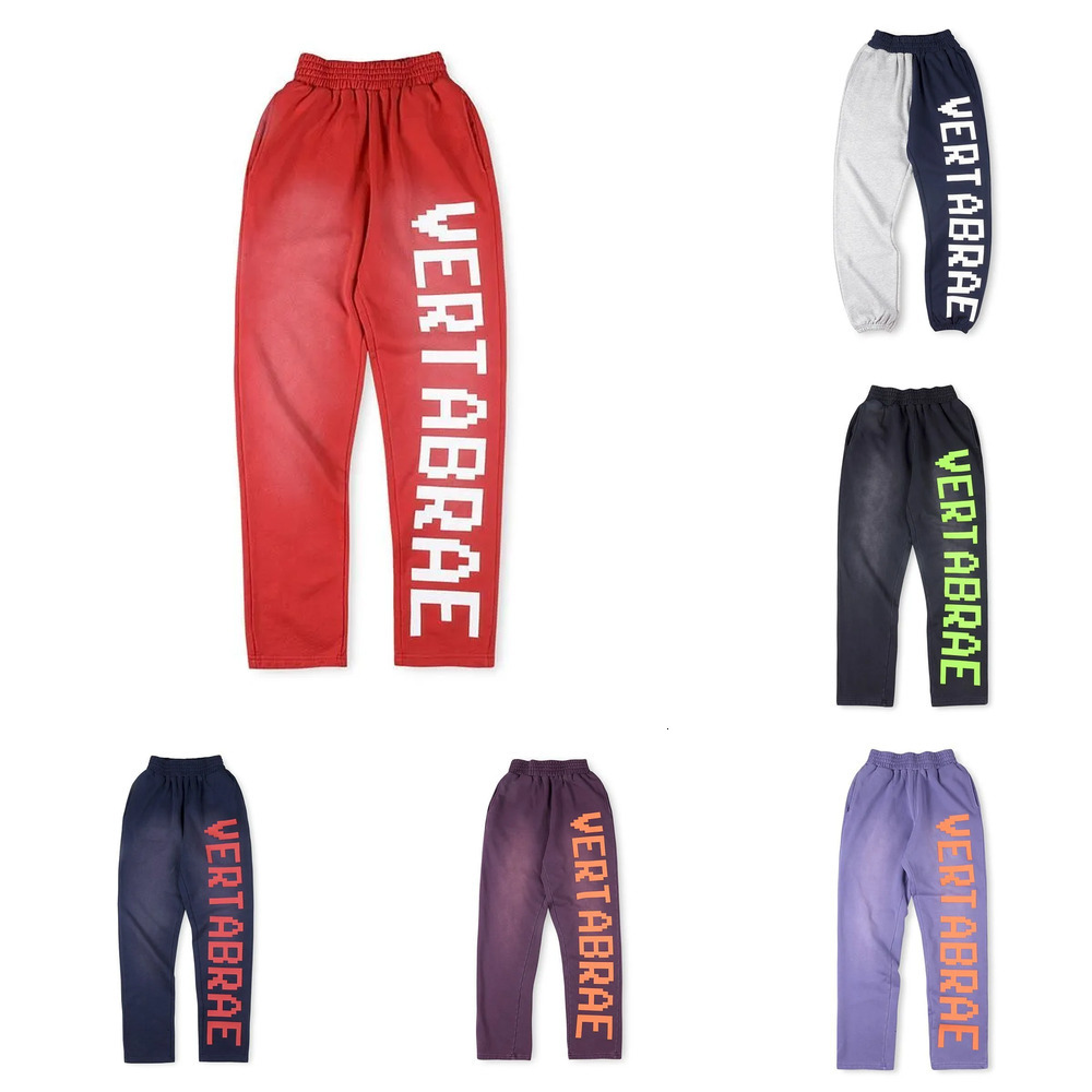 Mens Pants Vertabrae Purple Pants Vertabrae hoodie Letter Printing Hip Hop Street Sweatpants Men Women Heavy Fabric Unisex Joggers Drawstring Trouse