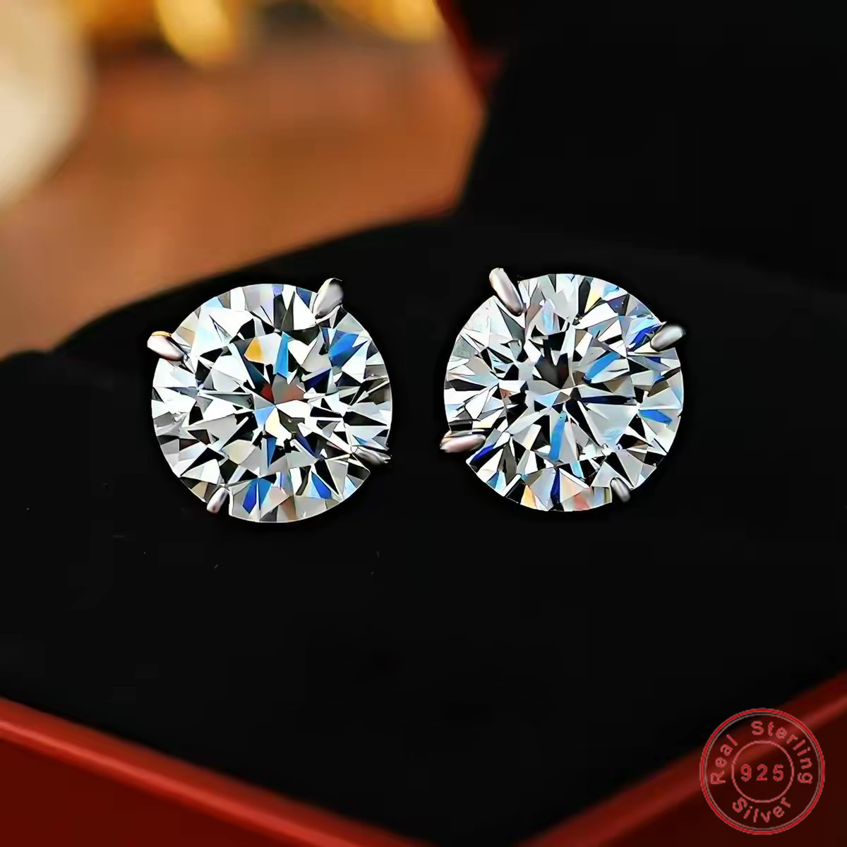 Rulalei Solitaire Stud Earrings Simple Fine Jewelry Real 100% 925 Sterling Silver Round Cut Moissanite Diamond Elegant Delicate Women Bridal Earring