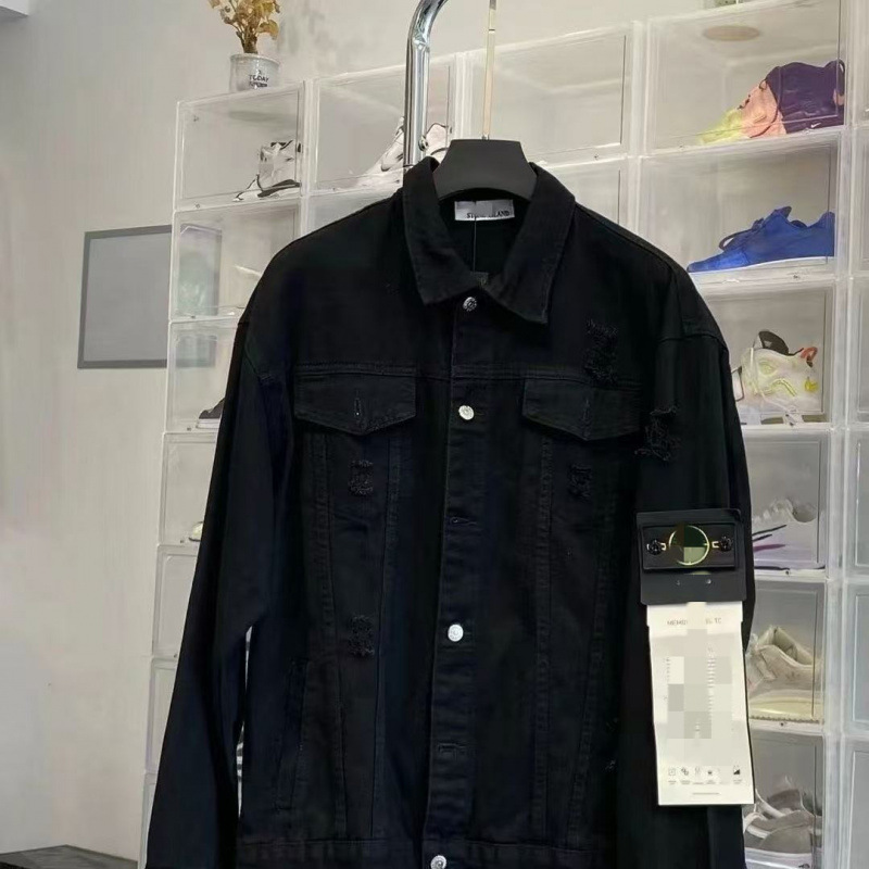 Stones Islens Luxury Spring And Autumn Denim Jacket Embroidered Cowboy Jacket Men's Jacket Retro Piercing Trendy Brand Versatile Clothing Compa